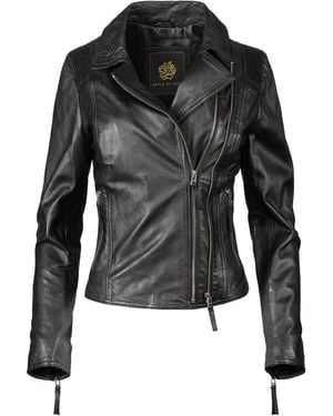 Apple Of Eden Lederjacke AOE-129 (1-St) mit Reißverschlusstaschen - Schwarz
