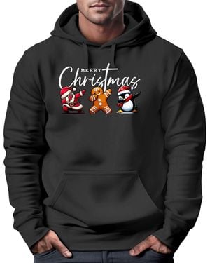 MoonWorks Hoodie Weihnachten Weihnachtspullover lustig Merry Christmas - Schwarz