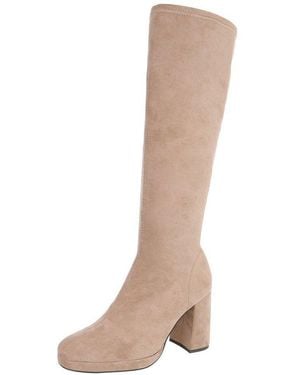 Ital-Design Kniehohe Damenstiefel Mit Blockabsatz Für Vielseitige Anlässe High-Heel-Stiefel (90514937) Blockabsatz Stiefel - Braun