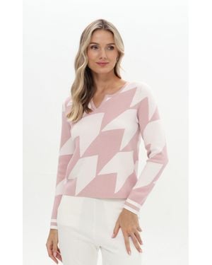 Passioni Strickpullover mit abstraktem Muster - Pink