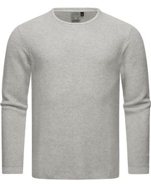 Ragwear Strickpullover Knitson stylischer Sweatpullover mit Rippbündchen - Grau