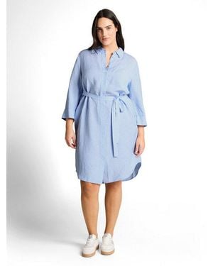 Tom Tailor Hemdblusenkleid Sommerkleid M Streifen-Look Große Größen - Blau