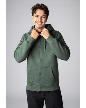 Sublevel Kapuzensweatjacke Herren Zipperjacke Mit Kapuzen Print Sweatshirtjacke, Kapuzenpullover Mit Kängurutasche Und Kapuze - Grün