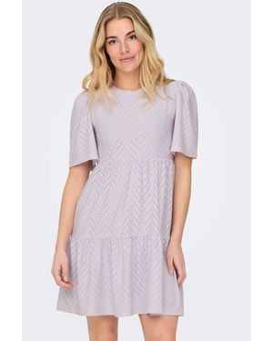 Jacqueline De Yong Shirtkleid Kleid mit Lochstickerei (lang) JDYCARLA CATHINKA /S DRESS JRS ATK - Weiß