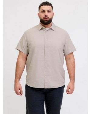 Jack & Jones Kurzarmhemd Jjebreeze Linen Blend Shirt S/S Sn Pls Mit Leinen, Regular Fit - Weiß
