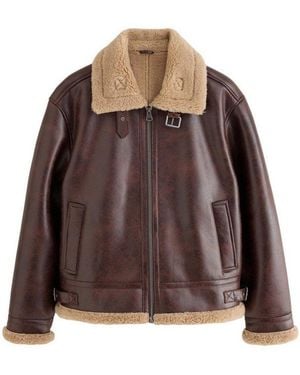 Next Lederjacke Pilotenjacke Aus Kunstleder (1-St) - Braun