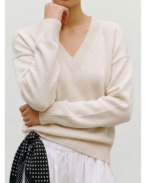 Vero Moda Strickpullover Vmsif Ls V-Neck Pullover Noos Materialmix, Mit Wolle Und Stretch, Regular Fit - Natur