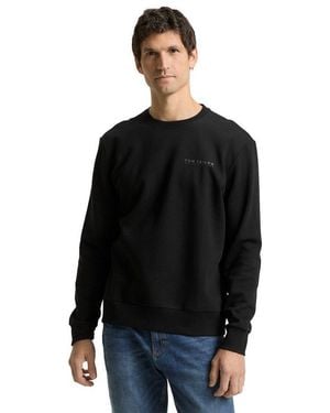 Tom Tailor Sweatshirt Mit Logo Stickerei - Schwarz