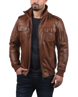 Solid Lederjacke SDFamash Bikerjacke aus 100% Schafsleder - Braun