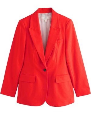 Next Jackenblazer Einreihiger Single Blazer mit hohem Leinenanteil (1-tlg) - Rot