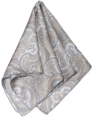 MayTree Seidentuch handrolliert aus Twill-, 53x53 Paisley beige, (Stück), 100% Seide - Grau