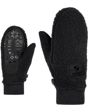 Ziener Fäustlinge Isherpa-Z Damen Warm, Teddyfleece, Strickbündchen - Schwarz