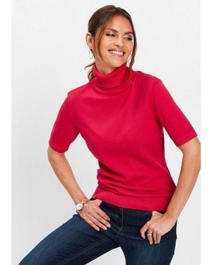 bonprix Rollkragenpullover Mit Hohem Rollkragen, Im Feinstrick, Aus Baumwoll-Mix, Slim Fit - Rot