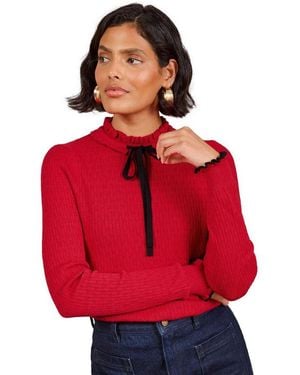 Love & Roses Strickpullover Langärmliges Strickoberteil Mit Hohem (1-Tlg) - Rot