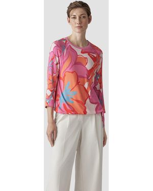 Le Comte Print- Farbenfrohes 3/4-Arm-Shirt mit Blumenprint - Rot