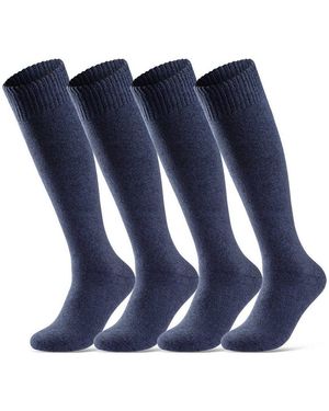 sockenkauf24 Kniestrümpfe 4 Paar Herren Thermostrümpfe Mit Innenfrottee Winterstrümpfe 22350 - Blau