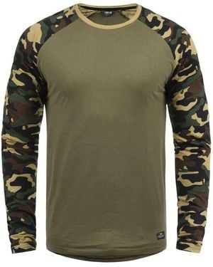 Solid Rundhalsshirt Sdcajus Longsleeve Im Baseball-Look - Grün