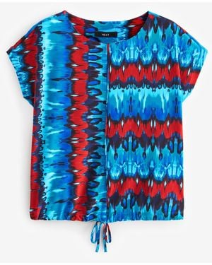 Next Blusenshirt Oberteil mit Kordelzug und Flügelärmeln (1-tlg) - Blau