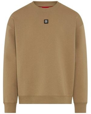 HUGO Sweatshirt Dettil Metal Logo Relaxed Fit, Premium Serie, Soft Finish Innen - Braun