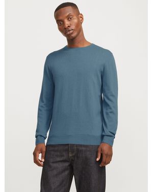 Jack & Jones Strickpullover JJEEMIL KNIT CREW NECK NOOS mit Rundhalsausschnitt - Blau