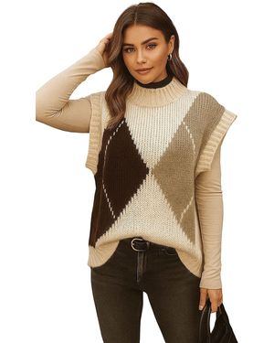 Worldclassca Pullunder Strickpullunder Kariert Karo Muster Pulli Neue Kollektion - Braun
