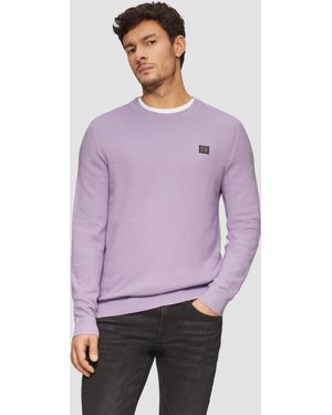 S.oliver Strukturierter Strickpullover mit -Patch Logo - Lila