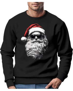 MoonWorks Sweatshirt Weihnachtspullover Aufdruck Cooler Santa - Schwarz