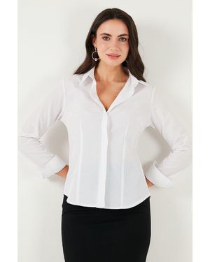 LELA Longbluse Slim Fit (1-tlg) - Weiß