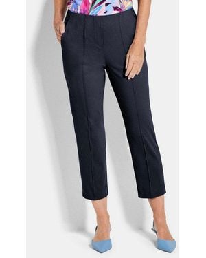 Goldner Stretch-Hose Kurzgröße: Elegante 7/8-Hose Mit Biesen Stretchhose Mit Schlupfbund, Eingriffstaschen Und 7/8-Länge - Blau
