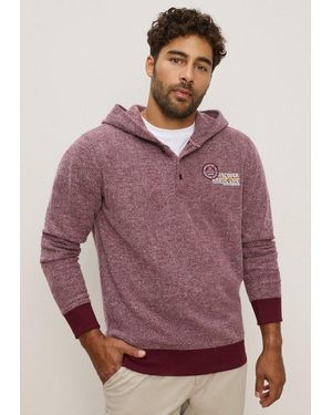 Man's World World Fleecepullover Mit Kapuze, Gemusterte Optik, Aus Polyester Und Baumwolle - Lila