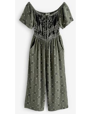 Next Schulterfreier Jumpsuit (1-tlg) - Grün