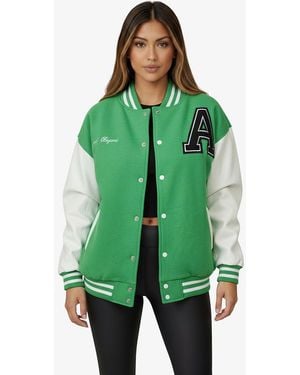 Worldclassca Collegejacke Aufnähern Sweatjacke Übergangsjacke School - Grün
