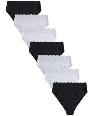 Next Slip Hochbundslips Mit Spitze Und Hohem Bein, 7Er-Pack (7-St) - Schwarz