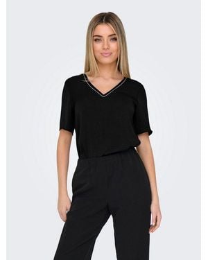ONLY V-Shirt Onlava Life S/S Chain V-Neck Top Jrs - Schwarz