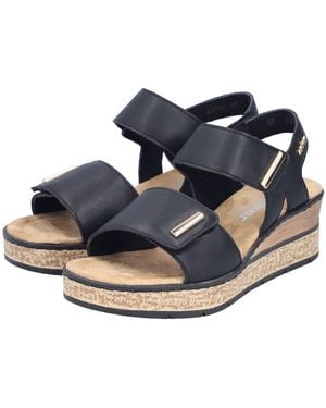 Rieker Keilsandalette Klettschuh, Sommerschuh, Plateausandale Mit Schmuckelemente - Blau