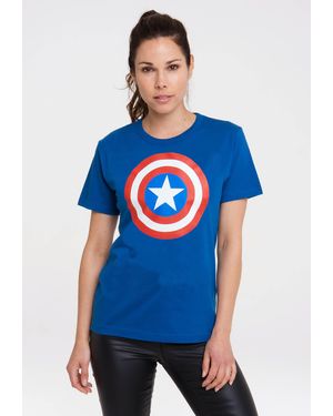 Logoshirt T-Shirt mit Captain America Shield Logo - Blau
