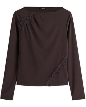 Next Langarmbluse Langarmoberteil Mit Spitzendetail (1-Tlg) - Braun