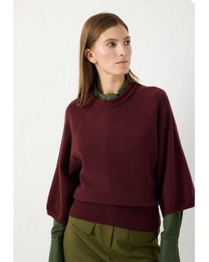 MORE&MORE Rundhalspullover Boxy Pullover Mit Weiten 3/4 Ärmeln - Rot