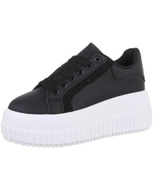 Ital-Design Damen Low-Top Freizeit Sneaker (88460296) Keilabsatz/Wedge Sneakers Low - Schwarz