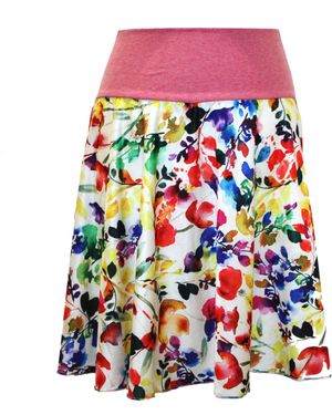dunkle design Jerseyrock A-Linie Sommerrock Weiß Bunt Luftig elastischer Bund - Blau