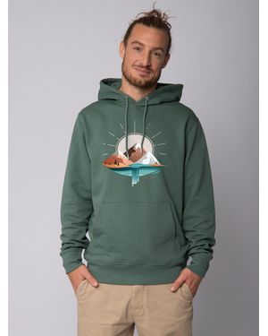 wat? Apparel Wat? Apparel Hoodie Sunrise & Lake - Grün