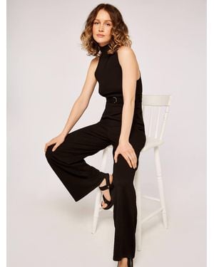 Apricot Waffle Halter Neck Belt Jumpsuit, (2-tlg., Stoffgürtel) - Natur