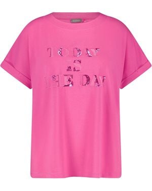 Samoon Shirtbluse T-Shirt mit appliziertem Wording - Pink