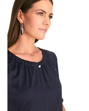 Hermann Lange Blusenshirt mit Knopfdetail am Ausschnitt - Blau