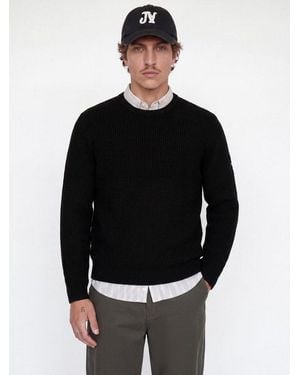 Jack & Jones Rundhalspullover Jjcleveland Knit Crew Neck Materialmix, Normal Geschnitten - Schwarz