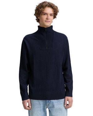 Tom Tailor Strickpullover Mit Rippbündchen - Blau