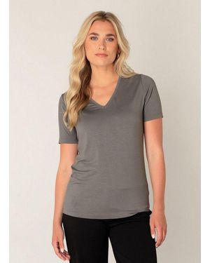 Base London T-Shirt Yanic Mit V-Ausschnitt - Grau