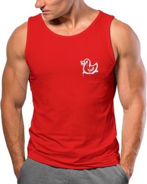 Neverless Tanktop ® Tank-Top Aufdruck Drippy Duck Ente Graffiti Style mit Print - Rot