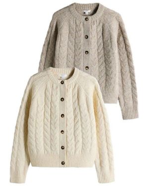 The Set Strickjacke Strickjacken Mit Zopfmuster Und (2-Tlg) - Natur