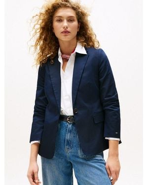 Tommy Hilfiger Kurzblazer Cotton Slim Blazer - Blau